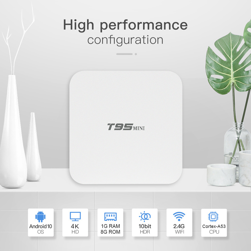 Android 10.0 TV Box T95 Mini Quad Core 2GB RAM 16GB ROM Smart TV STB 2.4G WiFi Set Top Box 4K Media Player