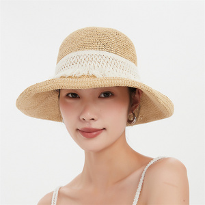 2023 Reday To Ship Stylish Cool Bucket Hat Fisherman Hat Women Lace Crocheted Quality Bucket Straw Hats