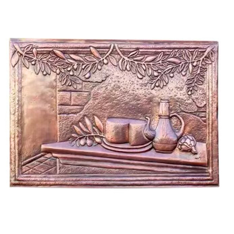 Tuscan design copper murals kitchen wall back splash Kitchen decorative tiles hand hammer copper embossed Art relief wall tiles