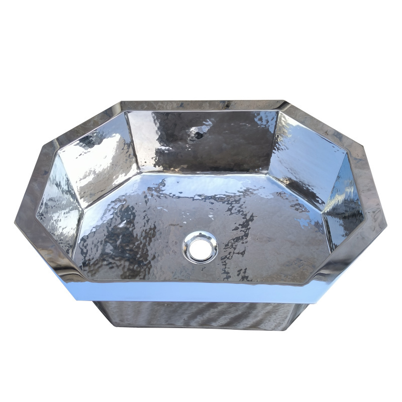 40x55 cm Octagon stainless steel bathroom Sink Handmade Bathroom Bowl drop-in Sink Washing Basin