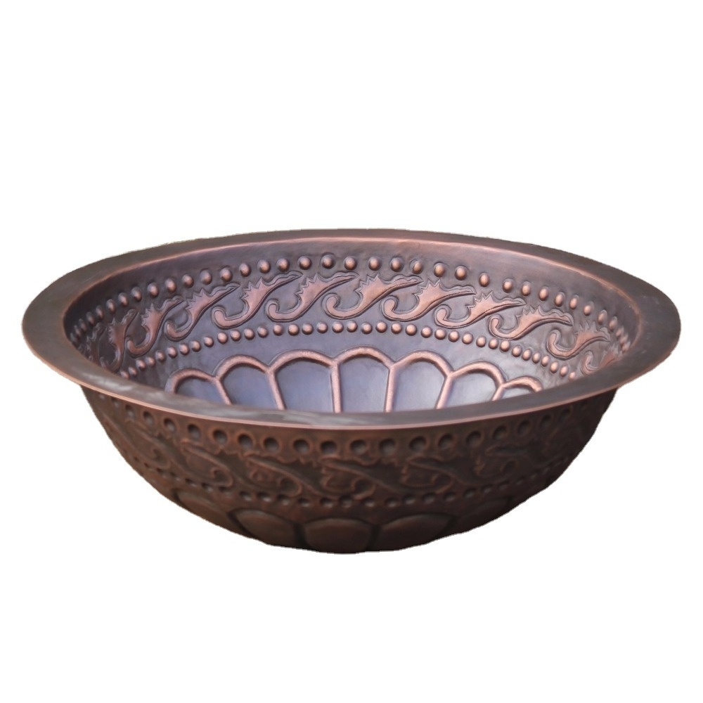 European wash basin / pure copper bathroom sink / hand made copper round sink for bathroom