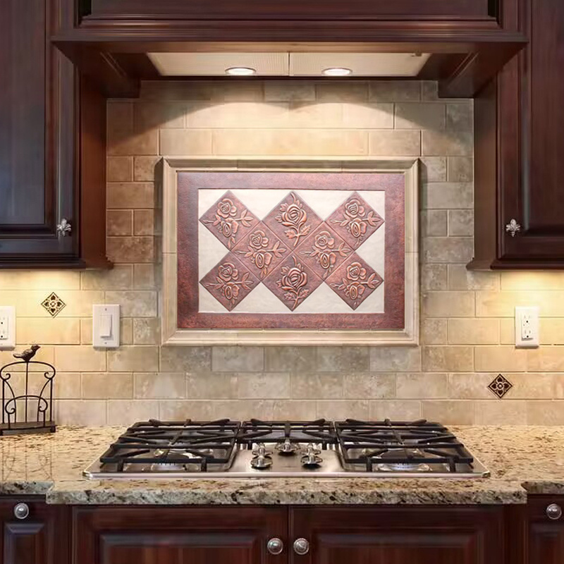 Kitchen Backsplash Tile Murals plaque hand made metal wall decoration tiles customized copper metal tiles old style