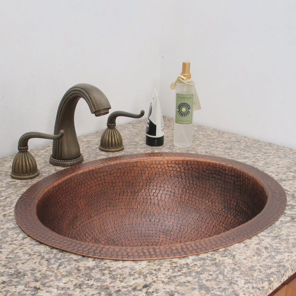 handcrafted bathroom sink hammered copper oval shaped drop in moroccan style basin  exotic copper sink bowl