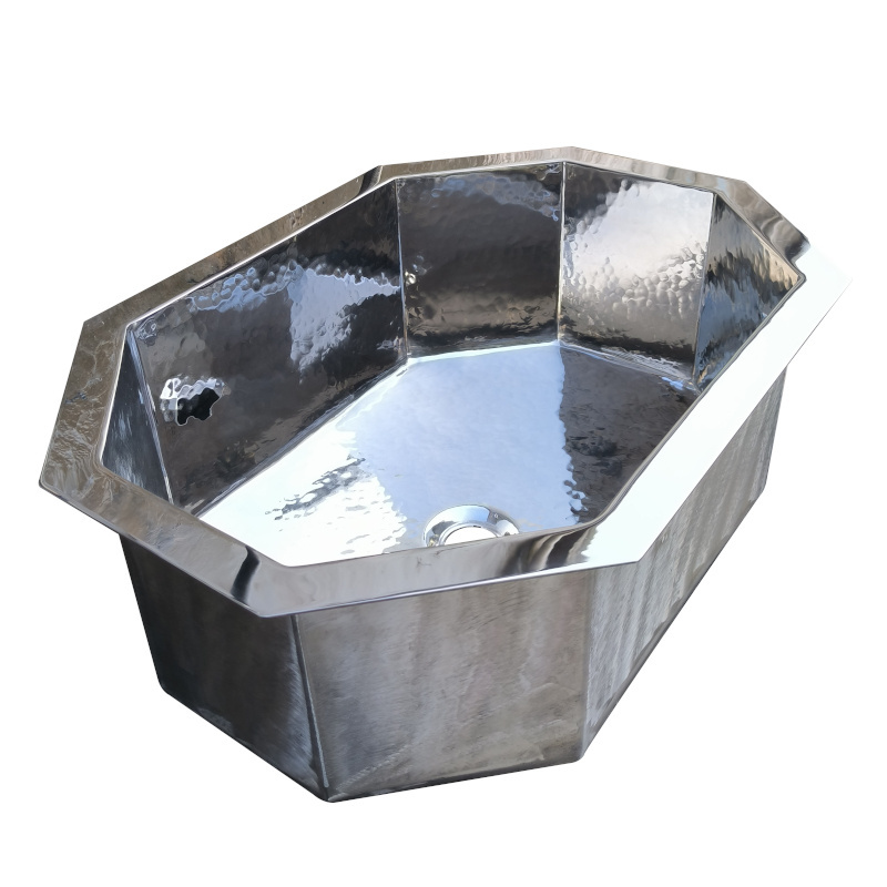 40x55 cm Octagon stainless steel bathroom Sink Handmade Bathroom Bowl drop-in Sink Washing Basin