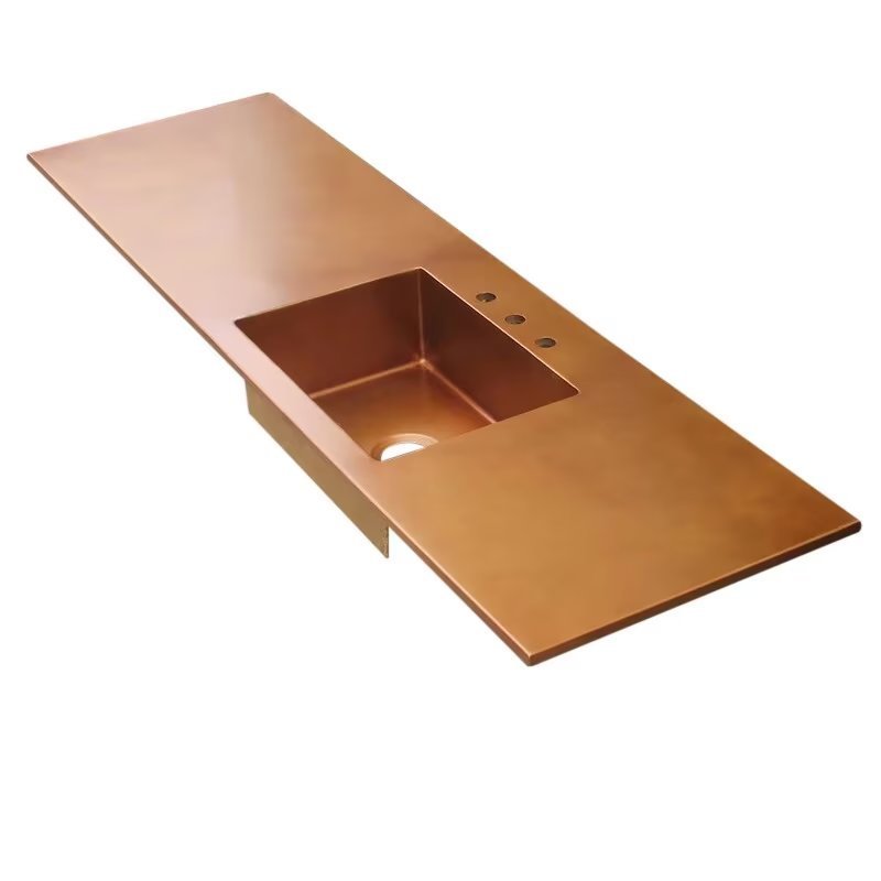 Luxury custom design metal brass copper stainless steel countertop with sink or vanity tops with basin