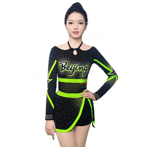 Copter kids yellow cheerleading uniforms all star children cheerleader uniform