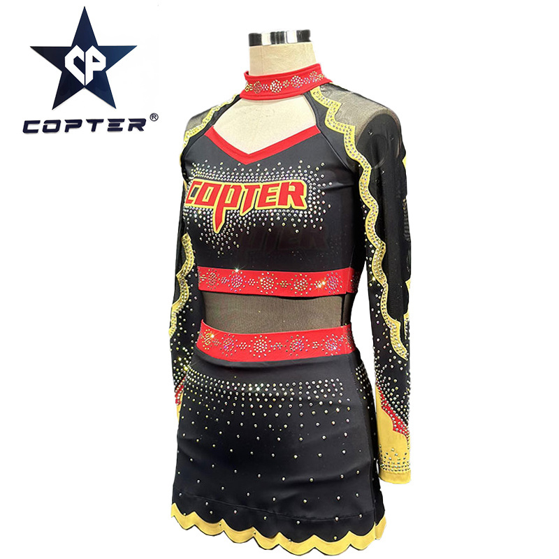 Copter Custom Design Sublimation  Orange Color Cheerleading Uniform