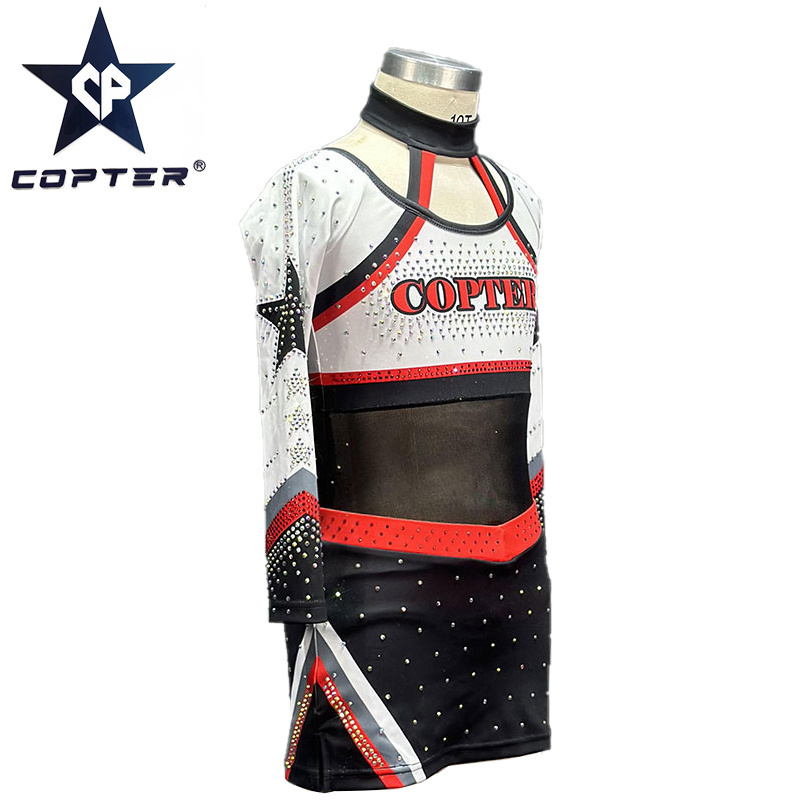 Free design Long Sleeve Logo Girls Rhinestones Allstar Custom Cheer Uniforms