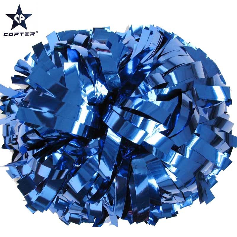 Factory bulk silver cheerleading  pom poms metallic with plastic handle