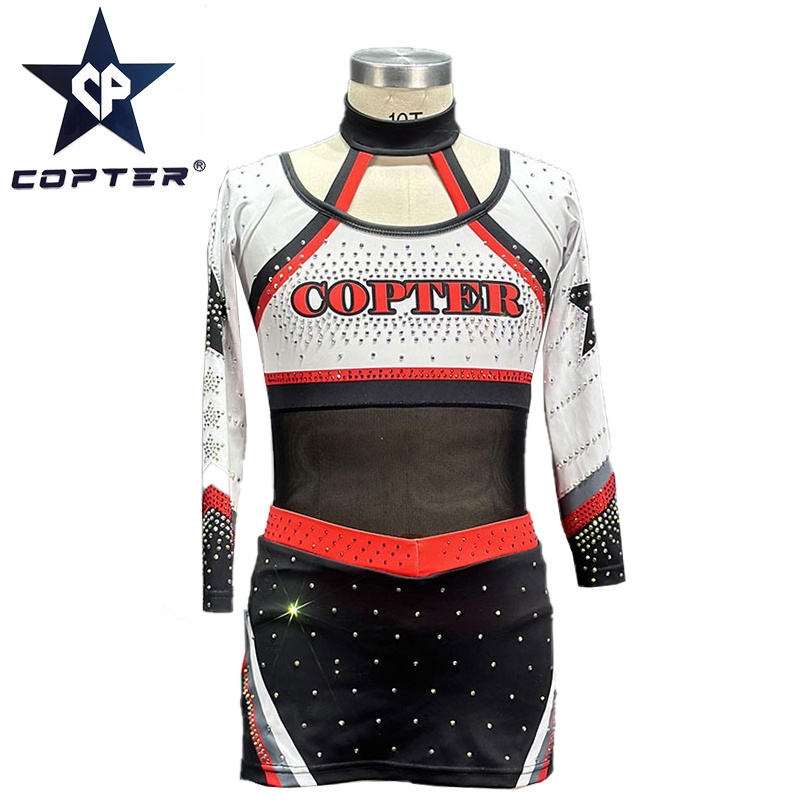 Free design Long Sleeve Logo Girls Rhinestones Allstar Custom Cheer Uniforms