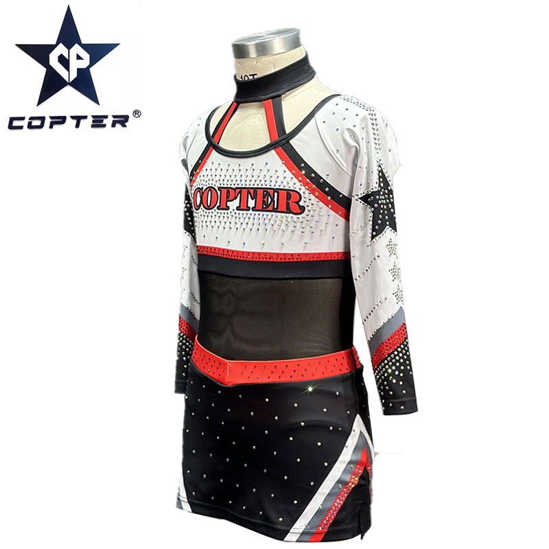 Free design Long Sleeve Logo Girls Rhinestones Allstar Custom Cheer Uniforms