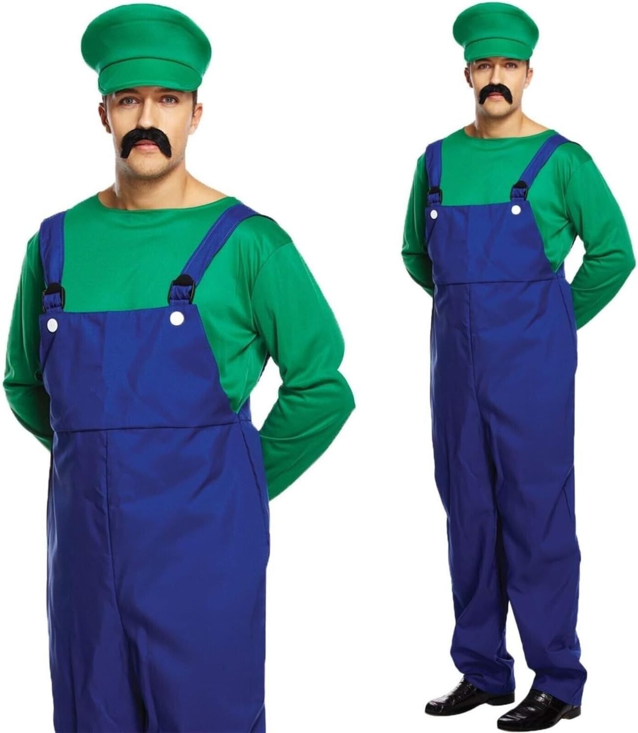 Adult Men Mario Luigi Bros Plumber Brothers Fancy Dress Outfit Party Carnival Cosplay Costume