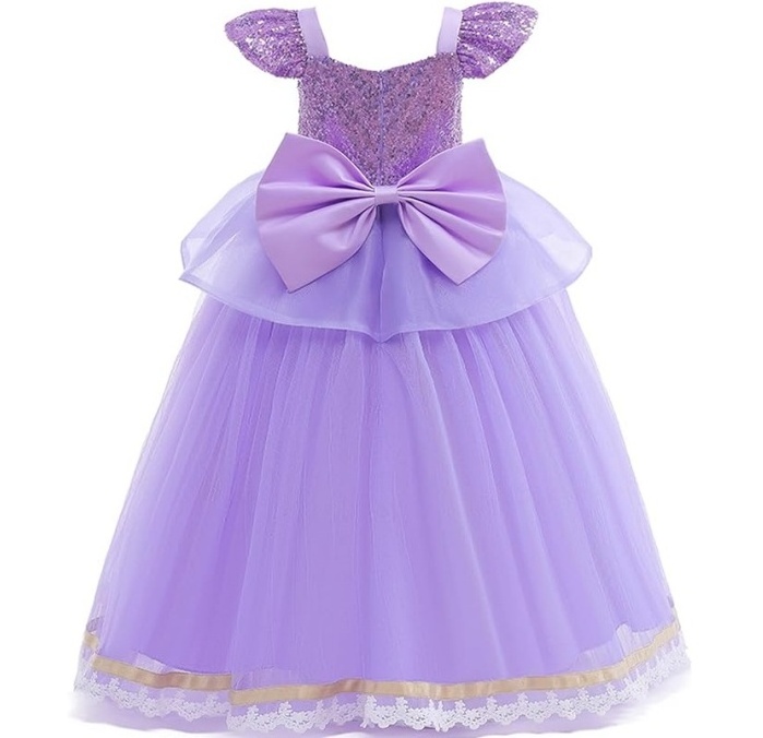 Halloween Party Purple Princess Dress Knit Laser Dress Girls Kids Princess Dress Fancy Accessories