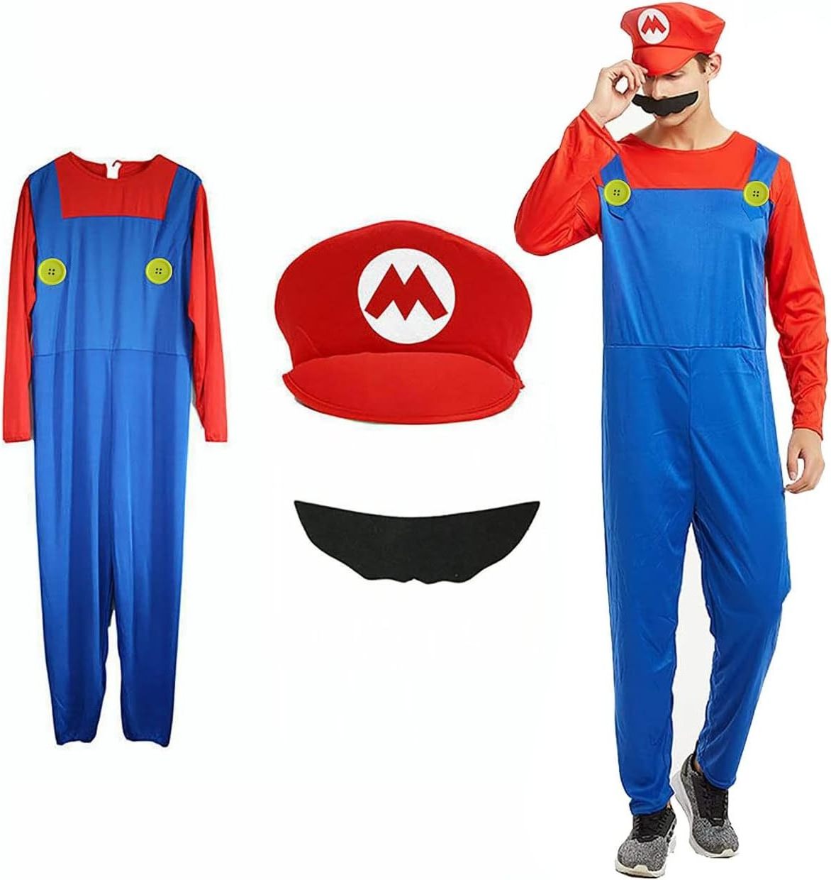 Adult Men Mario Luigi Bros Plumber Brothers Fancy Dress Outfit Party Carnival Cosplay Costume