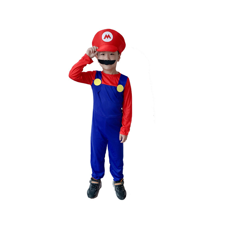 Kids Boy Mario Luigi Bros Plumber Brothers Fancy Dress Outfit Party Carnival Cosplay Costume