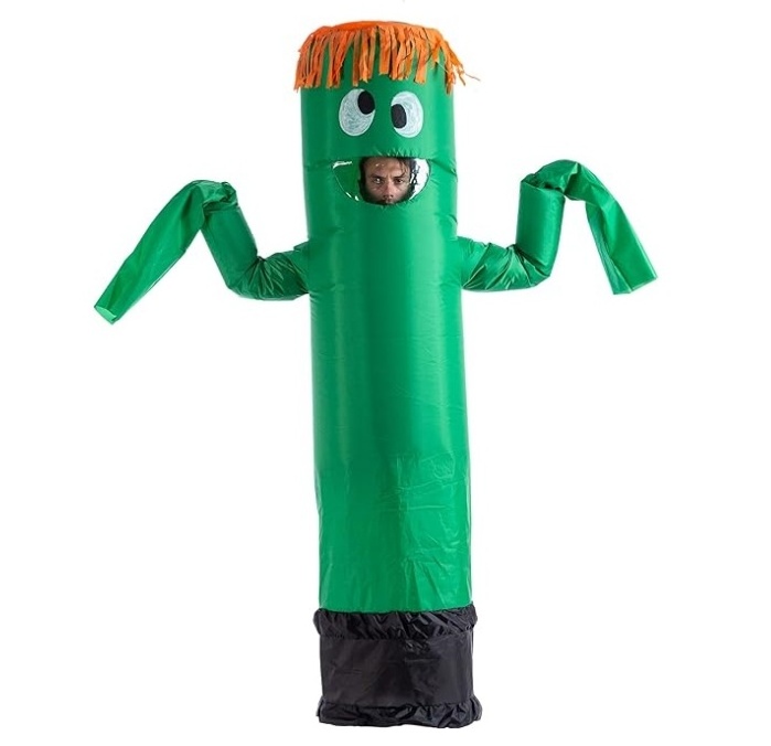 Adult Inflatable Tube Dancer Wacky Waving Arm Costume Air Blow up Dino Costume Funny Halloween Party Costume Cosplay Fancy Dress