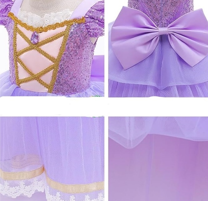 Halloween Party Purple Princess Dress Knit Laser Dress Girls Kids Princess Dress Fancy Accessories