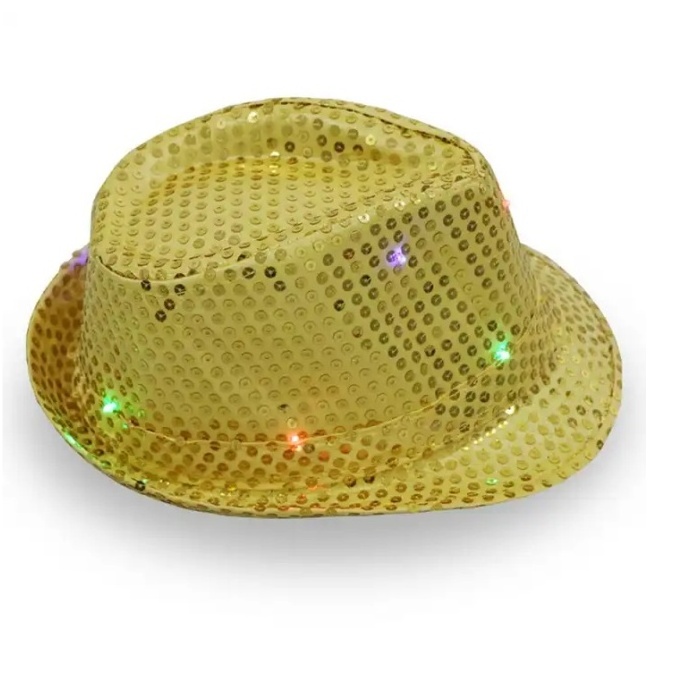 LED Light Up Sequins Fedora Hat Jazz Hat Cap Cowboy Hat for Kids Girl Boy Birthday Party Favor