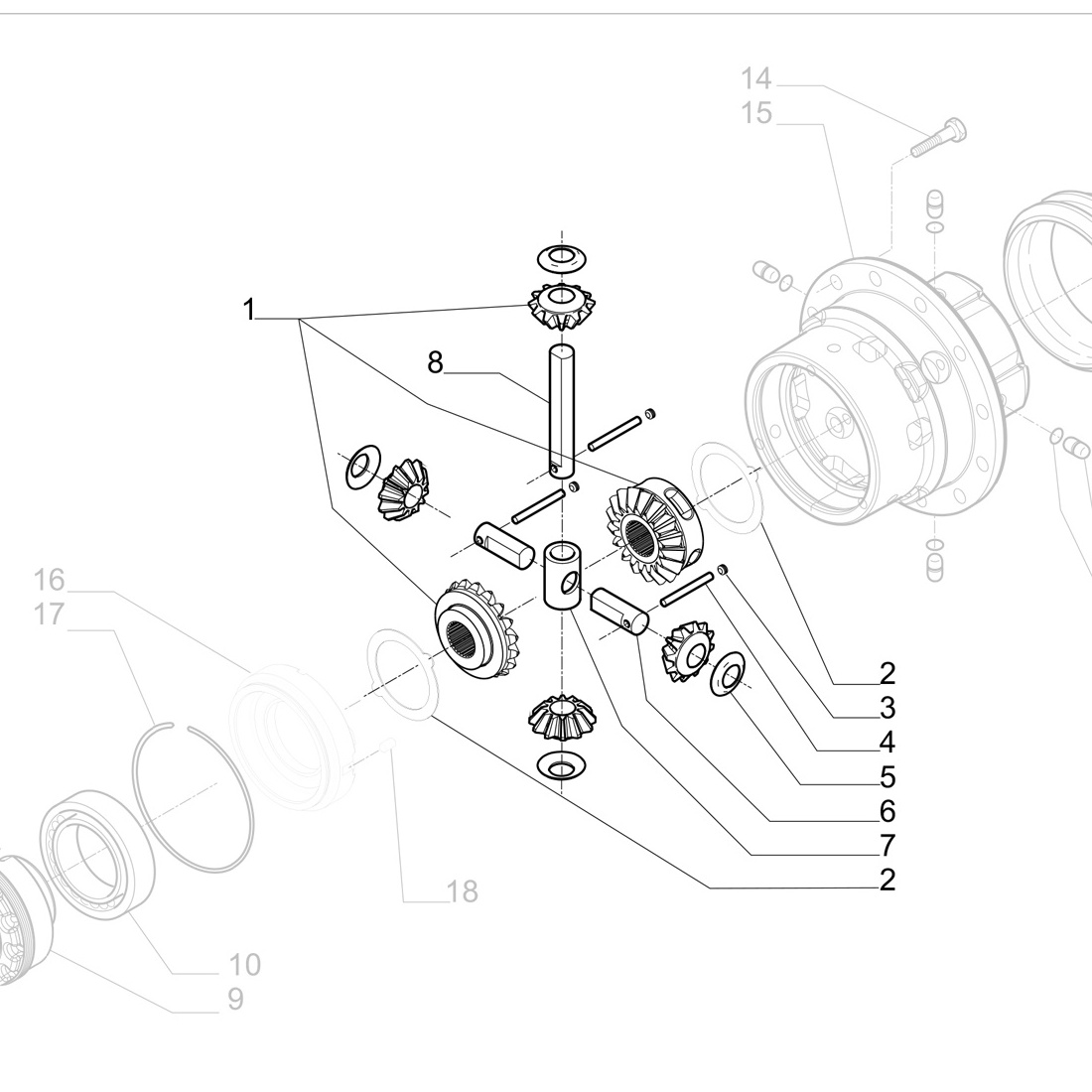 BEST QUALITY DIFFERENTIAL REPAIR KIT KOMATSU / VOLVO 68347 / CA0068347 / 11716556 Carraro for Volvo backhoe loader