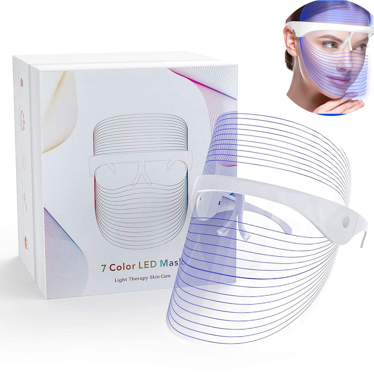 Skin Facial Tool 7 Colors Beauty Care Silicone Led Face Light Photon Pdt Therapy Blue Red Infrared Light Led Facial Mask