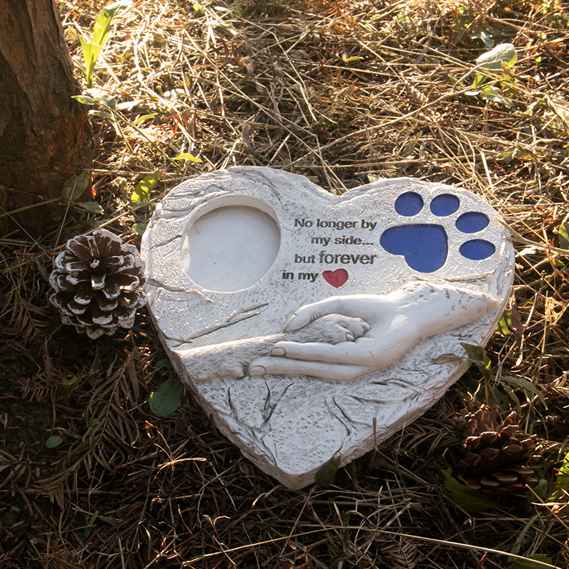 wholesale heart shaped monuments for pet paw print pet memorial stone cat dog memorial paw design pet grave monuments stone