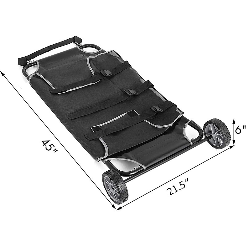 Animal Stretcher Black Pet Stretcher 48x22 Inch Pet Trolley with Wheels 220lbs Capacity Big Dog Stretcher Pet Transport Trolley