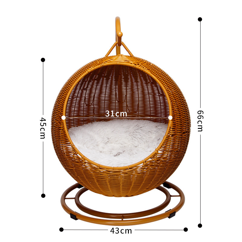 Washable Cat Nest Poly Rattan Weaving Cat Hanging Basket Bed Pet dog Hanging Swing Hammock Pet Bed