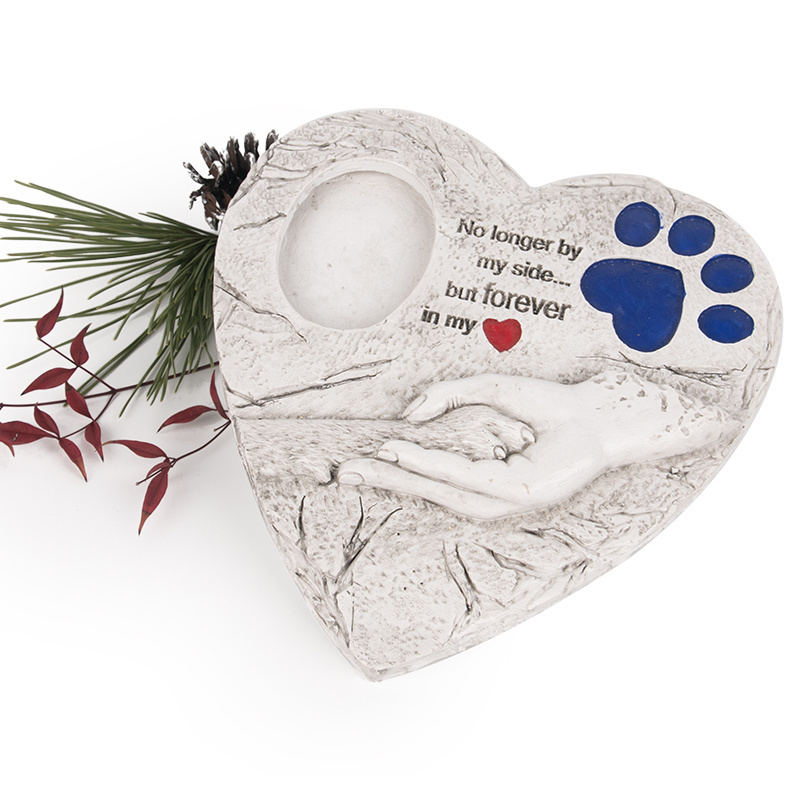 wholesale heart shaped monuments for pet paw print pet memorial stone cat dog memorial paw design pet grave monuments stone