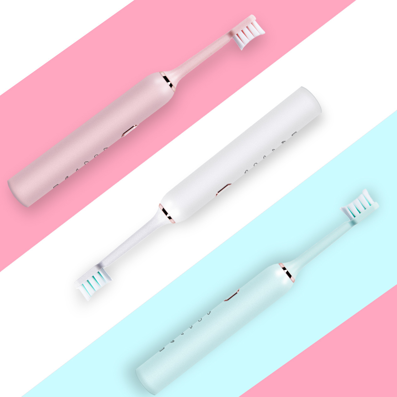 Hot Seller Beautiful Adult Travel Mini Waterproof 2 Head Rechargeable Sonic Electric Toothbrush