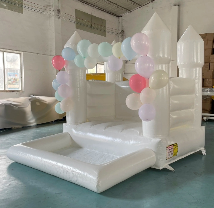 Kids Outdoor Party Rental PVC Inflatable Bouncer Mini White Toddler Bounce House With Ball Pool