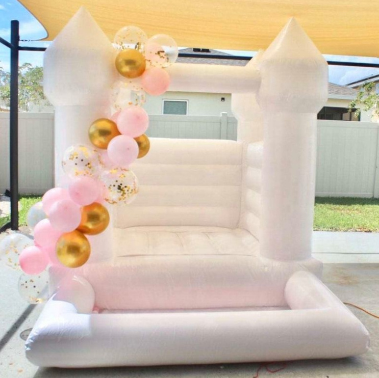 Kids Outdoor Party Rental PVC Inflatable Bouncer Mini White Toddler Bounce House With Ball Pool