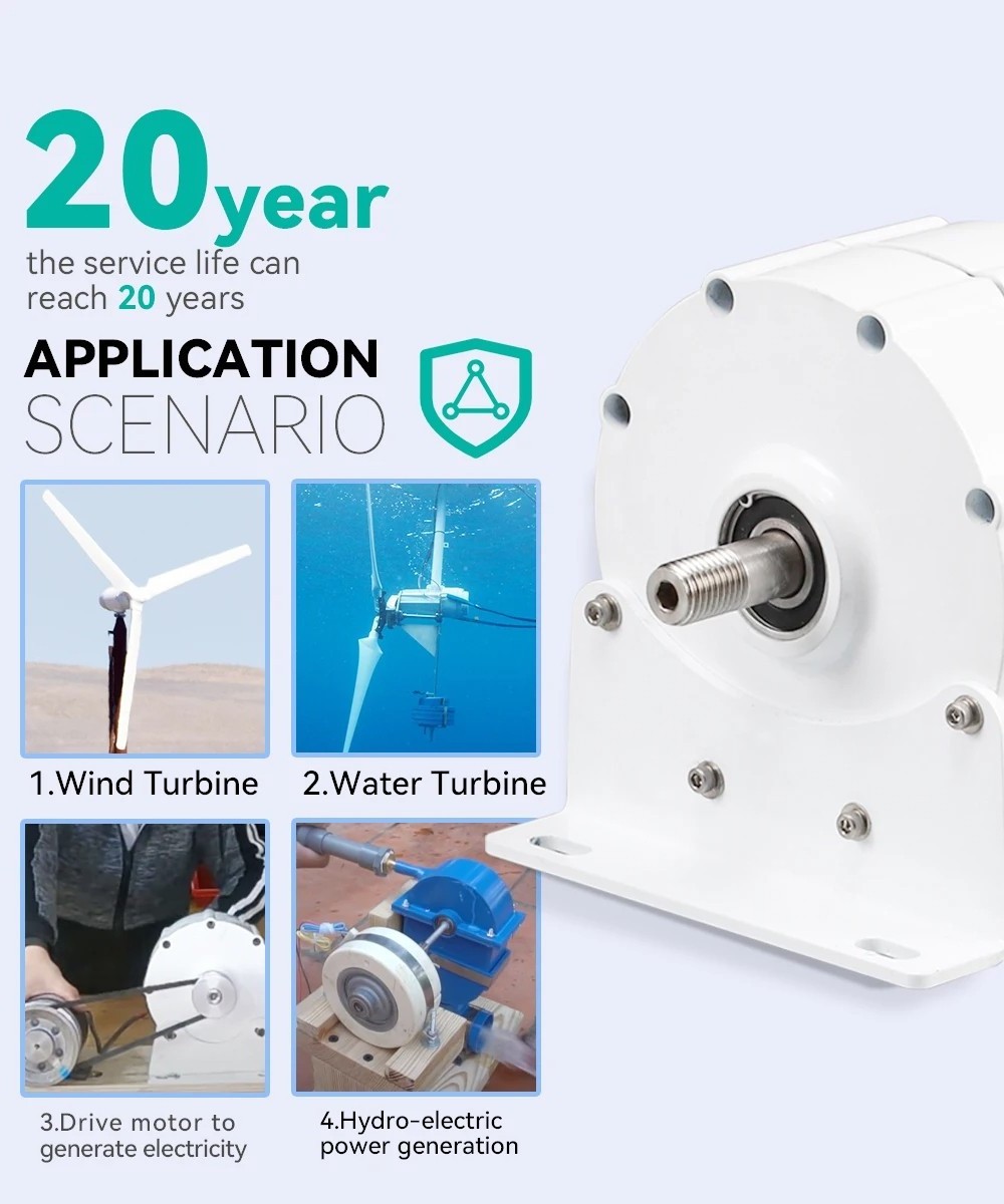 Kernloser Permanentmagnet-Generator, Kernloser Vertikaler Windgenerator, 800W 12V 24V 48V, Maglev Coreless 350 U/min, Hochleistungs-Permanentmagnet- Generator für DIY-Windkraftanlagen (12, Volt