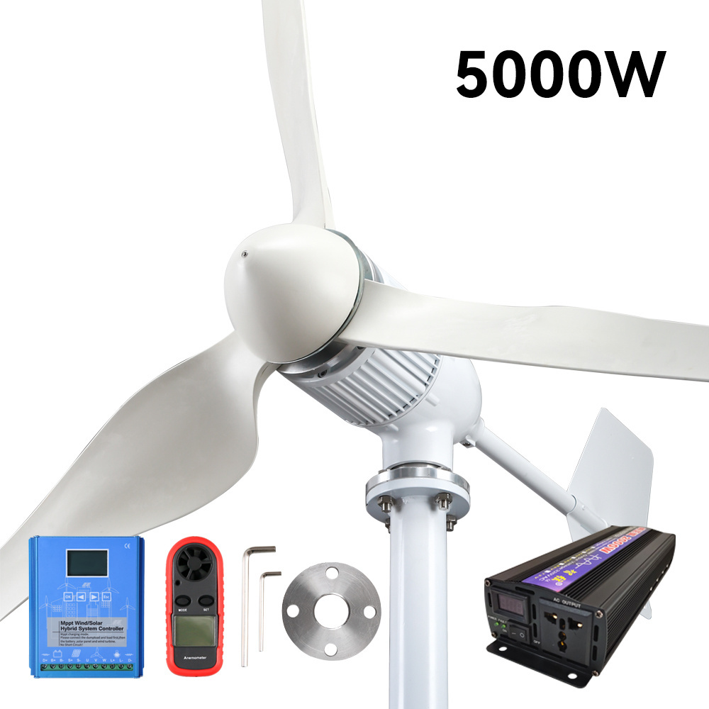 1kw 5kw Wind Turbine 24V 48V 96V MPPT Charge Smart Controller Windmill Yacht Farm Small Wind Generator Home Use Free Energy