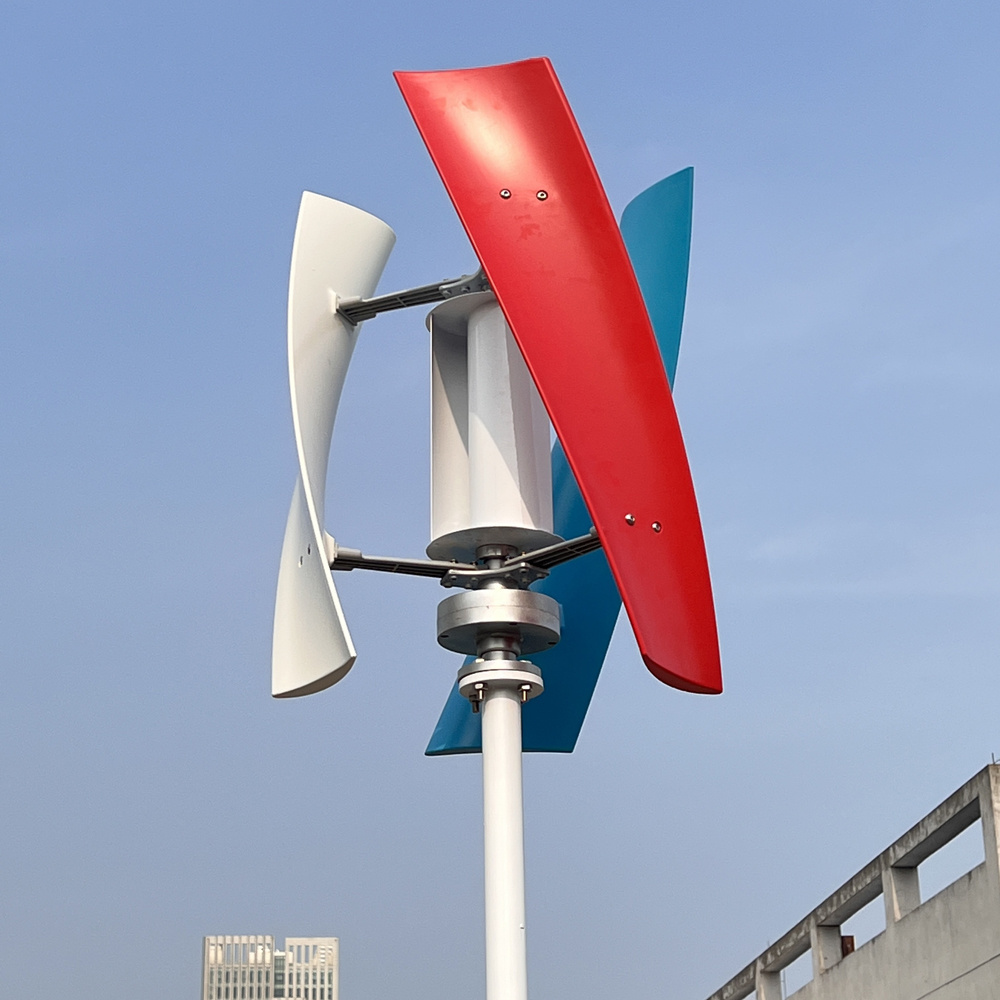 Home use low noise 1000w 1kw Wind Turbine Vertical Axis 3 Blades 12v 24v Windmill Free Energy With Mppt Charge Controller