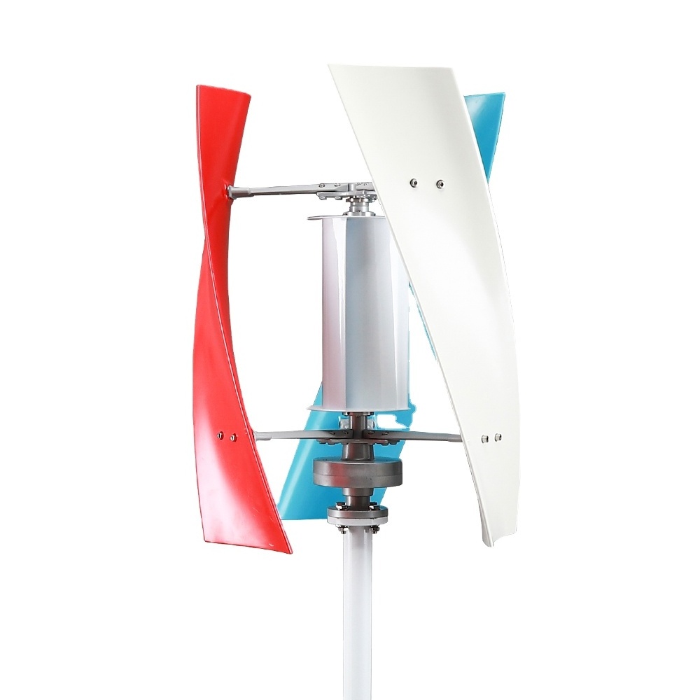 Free Energy 300W 400w 500w 1kw 5kw Vertical Wind Turbine Generator Red Black Wind Blade Option With Wind Charge Controller Smart