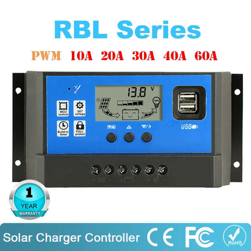 Solar Charge Controller 12V/24V Solar Panel Battery Controller Regulator Solar Charge Controller With Dual USB LCD Display