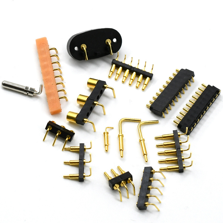 high plated gold brass round ball charger  battery cable current socket right angle mount head flat 18 pcb pogo pin connector