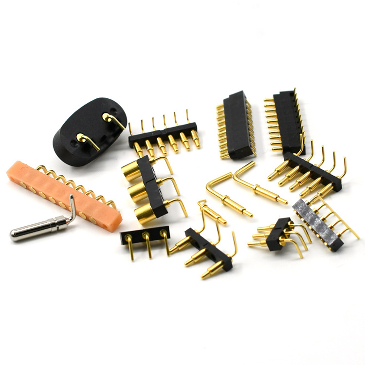 high plated gold brass round ball charger  battery cable current socket right angle mount head flat 18 pcb pogo pin connector