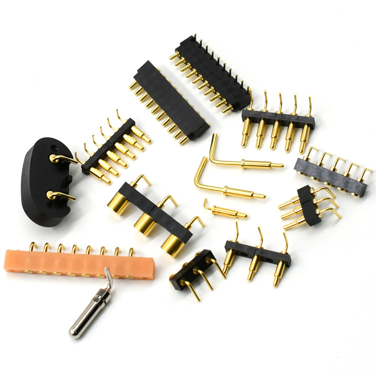 high plated gold brass round ball charger  battery cable current socket right angle mount head flat 18 pcb pogo pin connector