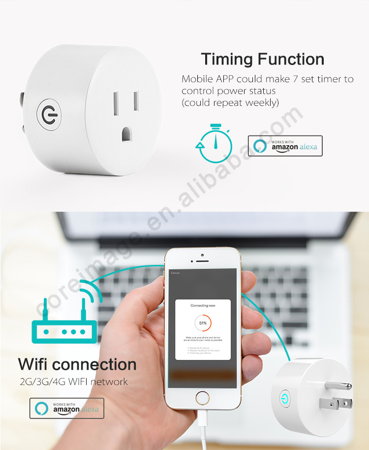 Factory direct sale Tuya smart life APP control home use intelligent socket US standard smart plug wifi