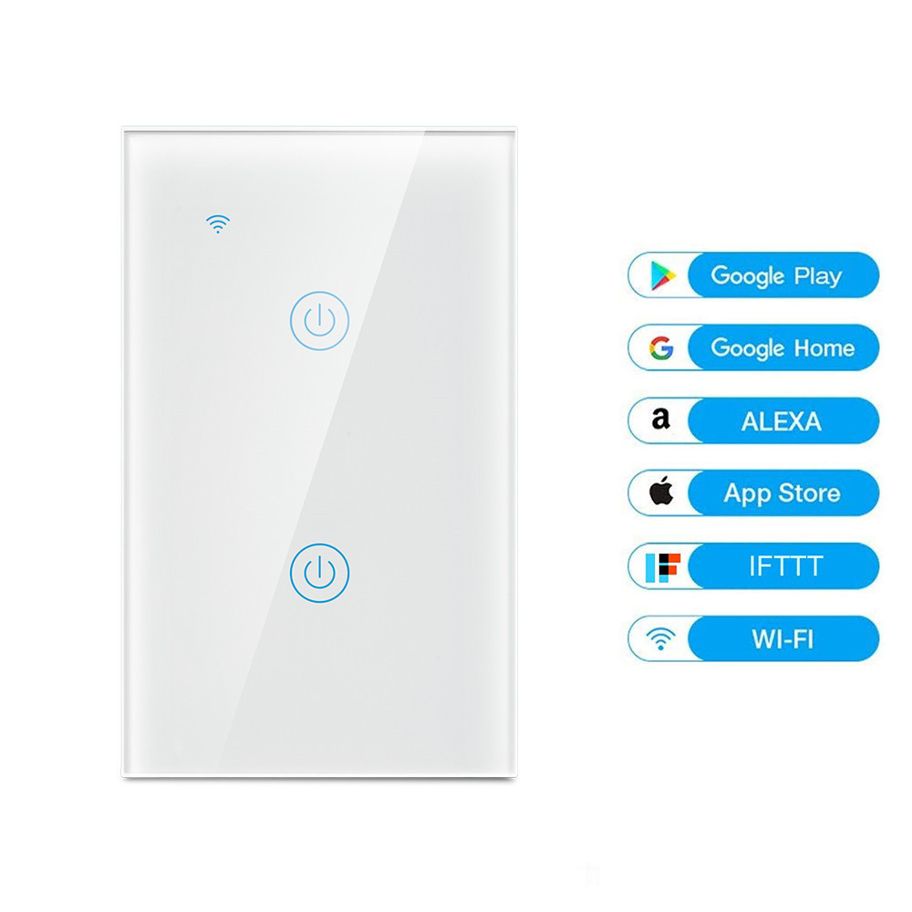 Electrical Wi-fi Smart Switch 2 Gang US Standard Switchtouch Wall Smart Switch Smart Life for Smart Home AC 90-250V 50/60hz Wifi