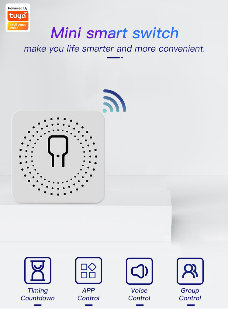 Tuya Smart Life APP Remote Control Mini 16A  Wireless Smart On-off Electrical Breaker WiFi Light Switches