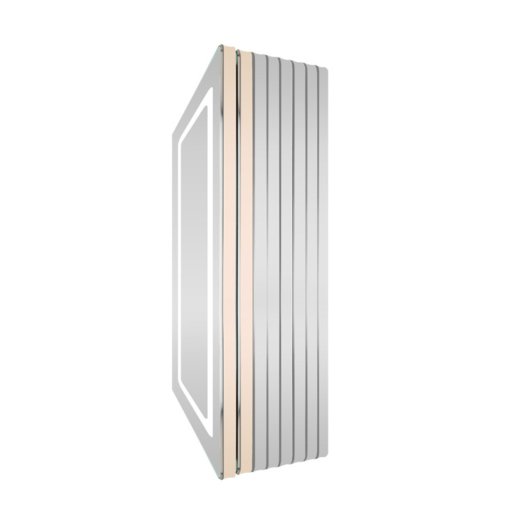 high quality hinge eccentric adjustment open 125 wide Patterned design bathroom LED lighted illuminated mirror cabinet door