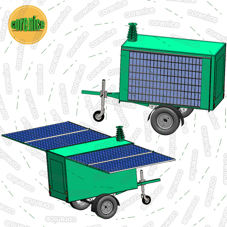 Panels Portable Surveillance Mobile Portable Solar Trailer