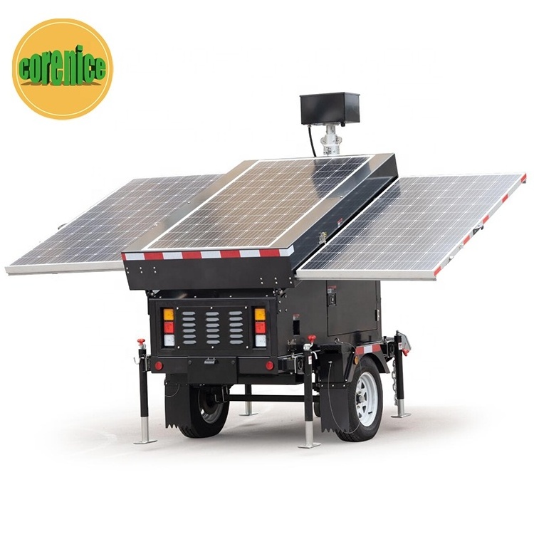 Traffic Lights Surveillance Mounted Mobile Light Tower Solar Trailer