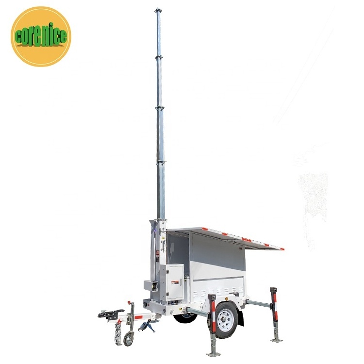 Traffic Lights Surveillance Mounted Mobile Light Tower Solar Trailer