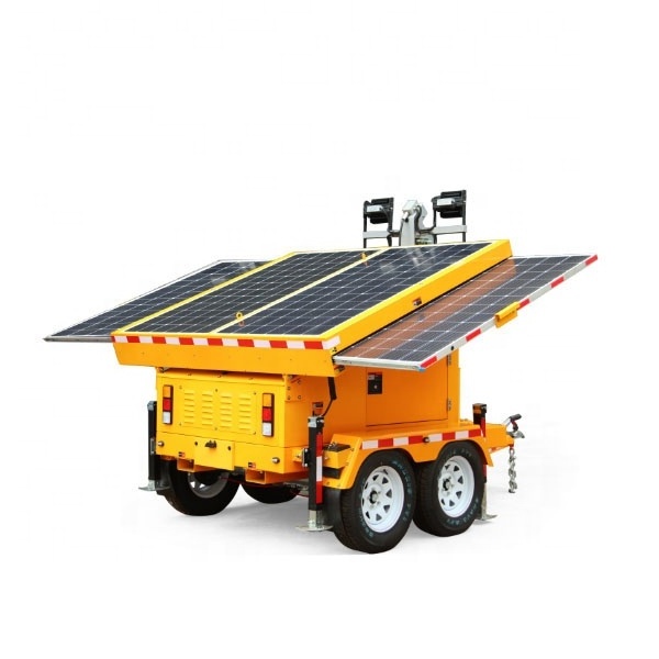 Portable Solar Powered Trailer CCTV Camera Industrial Mobile Light Tower