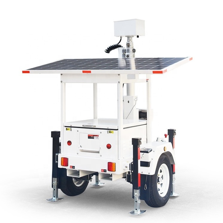 Traffic Lights Surveillance Mounted Mobile Light Tower Solar Trailer