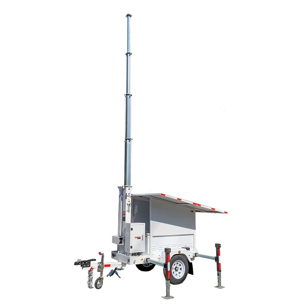 Portable Solar Powered Trailer CCTV Camera Industrial Mobile Light Tower