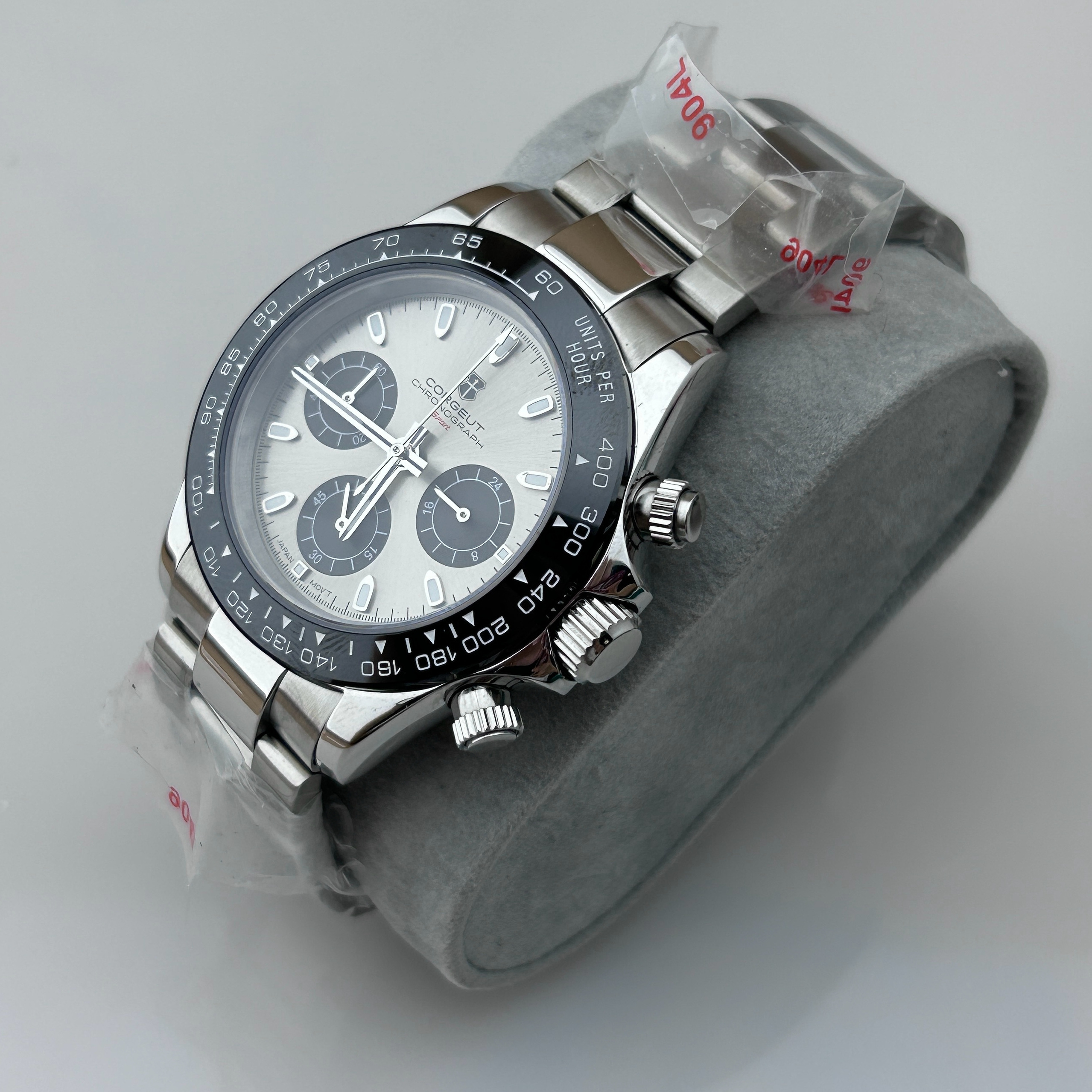 VK63 Quartz Watch for Men Day-tona Chronograph Male Wristwatch Grey Dial 24 Hours Rubber Strap Three-eye custom Dial Sport watch